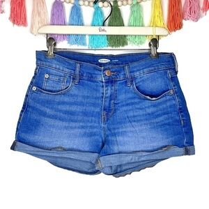Old Navy Mid Whiskered Rolled Cuff Denim Cotton Boyfriend Jean Shorts Size 4